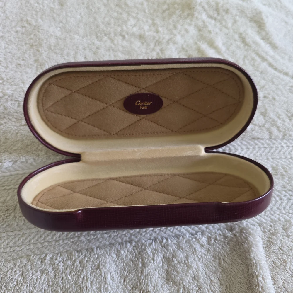 Cartier Authentic Burgundy Leather Eyeglasses Case – Hard Shell